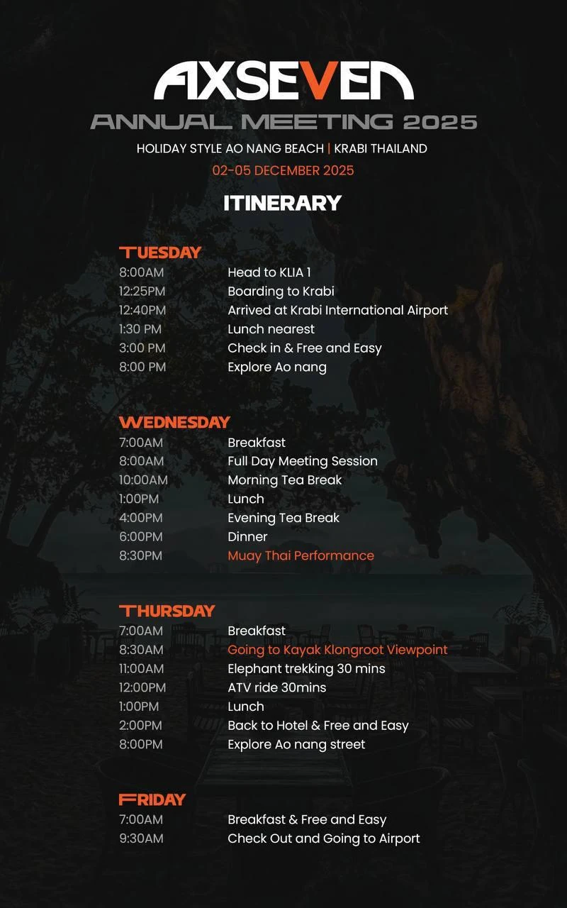 Itinerary Annual Meeting 2025 Krabi, Thailand